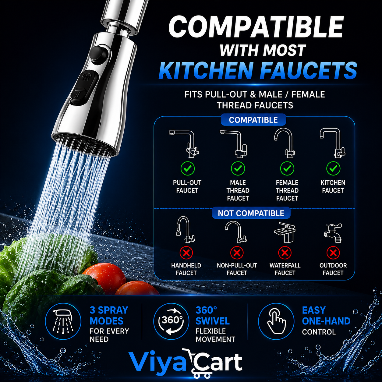 360° Rotating 3-Mode Kitchen Faucet Extender